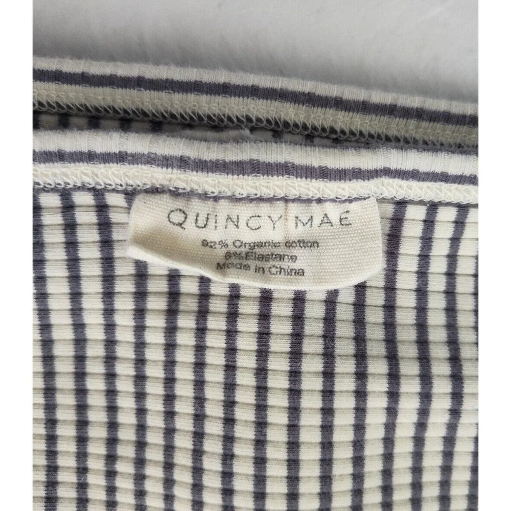 Quincy Mae Ribbed Stripe Organic Baby Blanket Gray Beige Swaddle 2ply Cotton